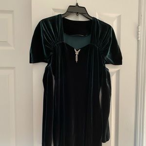 Green velvet gown